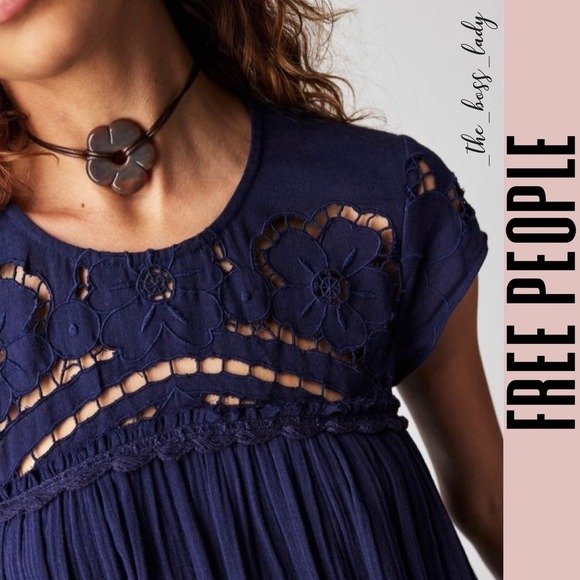 Free People dress maxi eyelet crochet embroidery floral spring summer boho - Picture 2 of 9